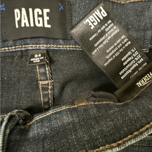PAIGE Federal Straight Jeans Dark Blue‎ Sz 34x26 Excellent - Picture 4 of 4